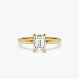 0.75 - 1.50 ctw 14k Four Prong Setting Emerald Cut Lab Grown Diamond Engagement Ring - Esther 14K Gold Ferkos Fine Jewelry