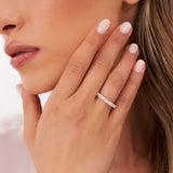 3.25 ctw 14k East West Prong Setting Full Eternity Emerald Cut Lab Grown Diamond Ring - Nia Ferkos Fine Jewelry