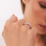 3.25 ctw 14k East West Prong Setting Full Eternity Emerald Cut Lab Grown Diamond Ring - Nia Ferkos Fine Jewelry