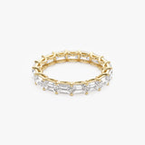 3.25 ctw 14k East West Prong Setting Full Eternity Emerald Cut Lab Grown Diamond Ring - Nia Ferkos Fine Jewelry