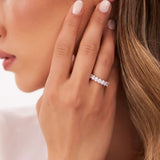 1.25 ctw 14k Prong Setting Seven Stone Oval Cut Lab Grown Diamond Wedding Ring - Marie Ferkos Fine Jewelry