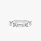 1.30 ctw 14k East West Prong Setting Seven Stone Oval & Emerald Cut Lab Grown Diamond Ring - Jayleen 14K White Gold Ferkos Fine Jewelry