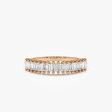 14k Baguette Diamond Wedding Band 14K Rose Gold Ferkos Fine Jewelry