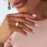 14K Pave Setting Marquise Shaped Diamond Signet Ring Ferkos Fine Jewelry