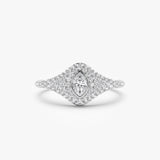 14K Pave Setting Marquise Shaped Diamond Signet Ring Ferkos Fine Jewelry