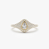 14K Pave Setting Pear Shaped Diamond Signet Ring 14K Gold Ferkos Fine Jewelry