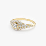 14K Pave Setting Round Diamond Signet Ring Ferkos Fine Jewelry