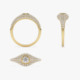 14K Pave Setting Round Diamond Signet Ring Ferkos Fine Jewelry