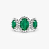 14K Three Stone Emerald Diamond Engagement Ring Ferkos Fine Jewelry