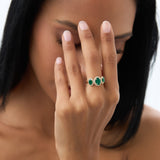 14K Three Stone Emerald Diamond Engagement Ring Ferkos Fine Jewelry