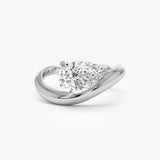 1.55 ctw 14k Lab Grown Pear Shaped Wave Diamond Engagement Ring - Sophie 14k White Gold Ferkos Fine Jewelry