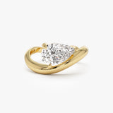 1.55 ctw 14k Lab Grown Pear Shaped Wave Diamond Engagement Ring - Sophie 14k Gold Ferkos Fine Jewelry