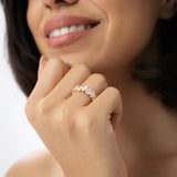 3.15 ctw 14k Bezel Setting Pear Shaped Lab Grown Diamond Eternity Ring - Lainey Ferkos Fine Jewelry