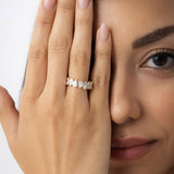 3.15 ctw 14k Bezel Setting Pear Shaped Lab Grown Diamond Eternity Ring - Lainey Ferkos Fine Jewelry