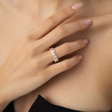 3.15 ctw 14k Bezel Setting Pear Shaped Lab Grown Diamond Eternity Ring - Lainey Ferkos Fine Jewelry