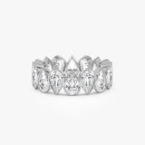 3.15 ctw 14k Bezel Setting Pear Shaped Lab Grown Diamond Eternity Ring - Lainey 14k White Gold Ferkos Fine Jewelry