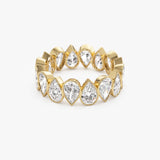 3.15 ctw 14k Bezel Setting Pear Shaped Lab Grown Diamond Eternity Ring - Lainey Ferkos Fine Jewelry