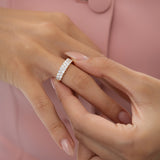 1.25 ctw 14k Double Row Half Bezel Lab Grown Diamond Ring - Sadie Ferkos Fine Jewelry