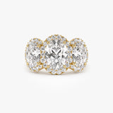 3.35 ctw Three Stone Halo Oval Lab Grown Engagement Ring - Ashley 14k Gold Ferkos Fine Jewelry