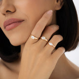 0.75 ctw 14k Marquise Shaped East-West Lab Grown Engagement Ring - Olivia Ferkos Fine Jewelry