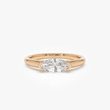 0.75 ctw 14k Marquise Shaped East-West Lab Grown Engagement Ring - Olivia Ferkos Fine Jewelry