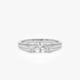 0.75 ctw 14k Marquise Shaped East-West Lab Grown Engagement Ring - Olivia 14k White Gold Ferkos Fine Jewelry