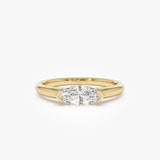 0.75 ctw 14k Marquise Shaped East-West Lab Grown Engagement Ring - Olivia 14k Gold Ferkos Fine Jewelry