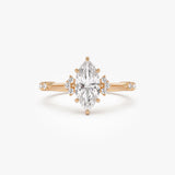 1.10 ctw 14k Art Deco Marquise Shaped Lab Grown Diamond Enagement Ring - Rose 14k Rose Gold Ferkos Fine Jewelry
