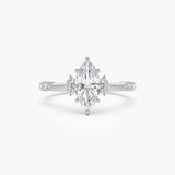 1.10 ctw 14k Art Deco Marquise Shaped Lab Grown Diamond Enagement Ring - Rose Ferkos Fine Jewelry