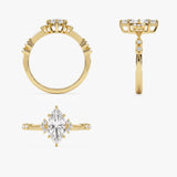 1.10 ctw 14k Art Deco Marquise Shaped Lab Grown Diamond Enagement Ring - Rose Ferkos Fine Jewelry