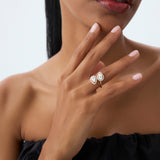 1.90 ctw Double Pear Shaped Lab Grown Halo Bypass Ring - Isabel Ferkos Fine Jewelry