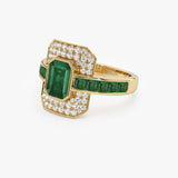 14k Unique Emerald and Diamond Art Deco Ring Ferkos Fine Jewelry