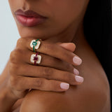 14k Unique Emerald and Diamond Art Deco Ring Ferkos Fine Jewelry