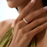 14k Emerald and Pear Shape Diamond Ring Ferkos Fine Jewelry