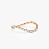 14k Waive Design Micro Pave Diamond Ring 14k Rose Gold Ferkos Fine Jewelry