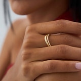 14k Double Ring Waive Design Diamond Ring Ferkos Fine Jewelry