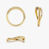 14k Double Ring Waive Design Diamond Ring Ferkos Fine Jewelry