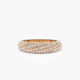 14k Gold Unique Twist Design Pave Diamond Ring 14k Rose Gold Ferkos Fine Jewelry