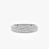 14k Gold Unique Twist Design Pave Diamond Ring Ferkos Fine Jewelry
