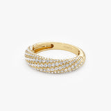 14k Gold Unique Twist Design Pave Diamond Ring Ferkos Fine Jewelry
