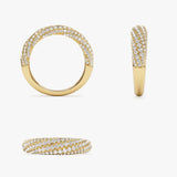 14k Gold Unique Twist Design Pave Diamond Ring Ferkos Fine Jewelry
