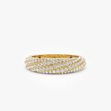 14k Gold Unique Twist Design Pave Diamond Ring 14k Gold Ferkos Fine Jewelry