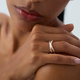 14k Channel Setting Baguette Diamond Crossover Band Ferkos Fine Jewelry