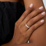 14k Channel Setting Baguette Diamond Crossover Band Ferkos Fine Jewelry