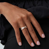 14k Channel Setting Baguette Diamond Crossover Band Ferkos Fine Jewelry