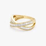 14k Channel Setting Baguette Diamond Crossover Band Ferkos Fine Jewelry