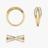 14k Channel Setting Baguette Diamond Crossover Band Ferkos Fine Jewelry