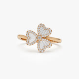 14k Baguette & Round Diamond Flower Ring 14K Rose Gold Ferkos Fine Jewelry