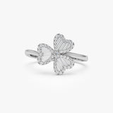 14k Baguette & Round Diamond Flower Ring Ferkos Fine Jewelry