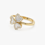 14k Baguette & Round Diamond Flower Ring Ferkos Fine Jewelry